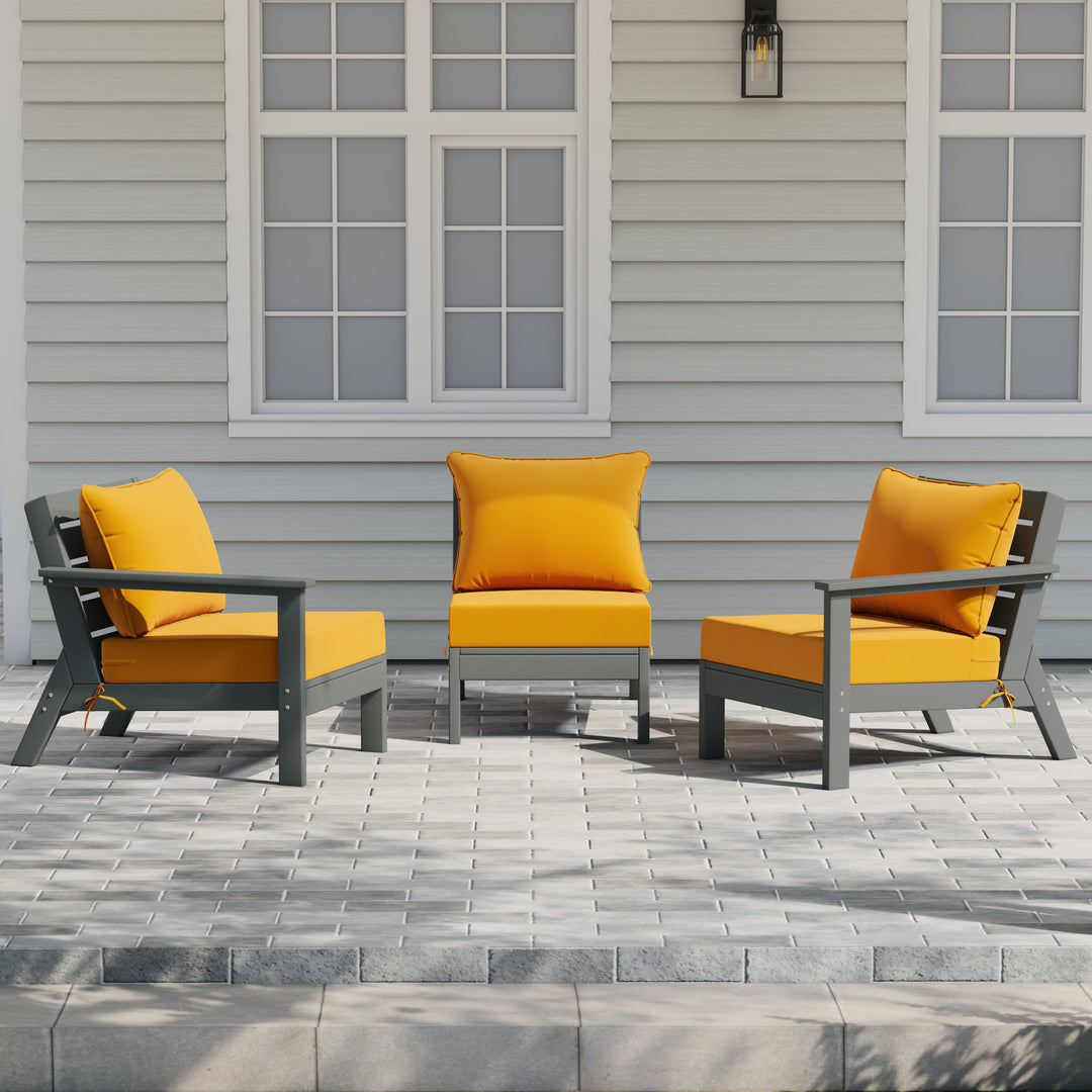 Avalon Outdoor Patio HDPE Sectional Sofa with Patio Cushions