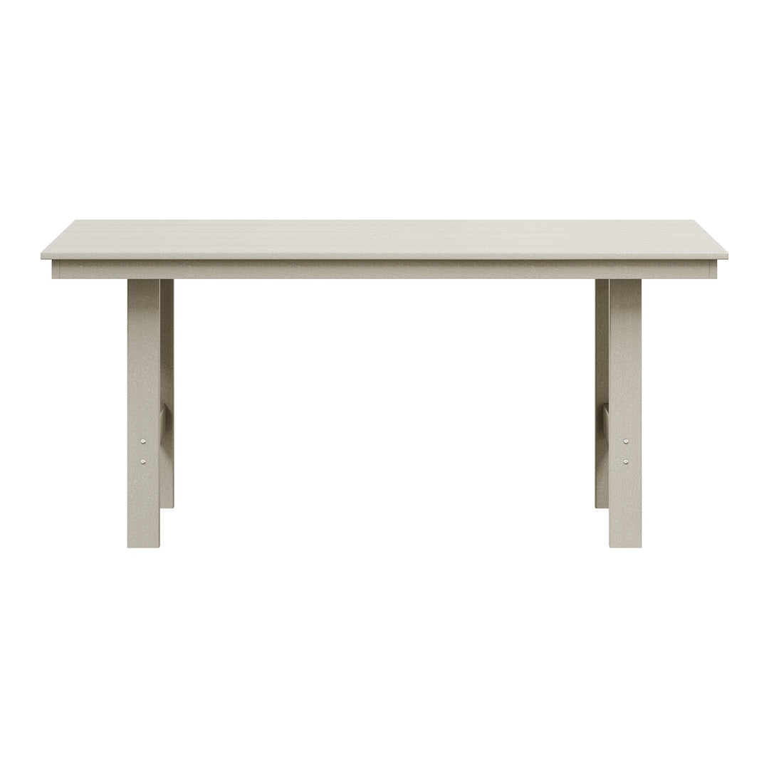 Ashore Outdoor Modern HDPE 66" Wide Rectangle Patio Dining Table for 6