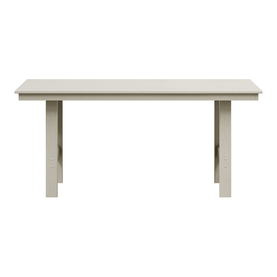 Ashore Outdoor Modern HDPE 66" Wide Rectangle Patio Dining Table for 6