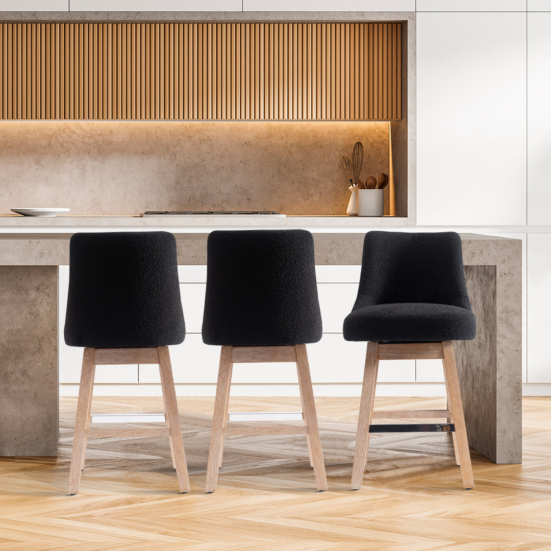 Genevieve 26" Upholstered Swivel Counter Height Bar Stools (Set of 3)