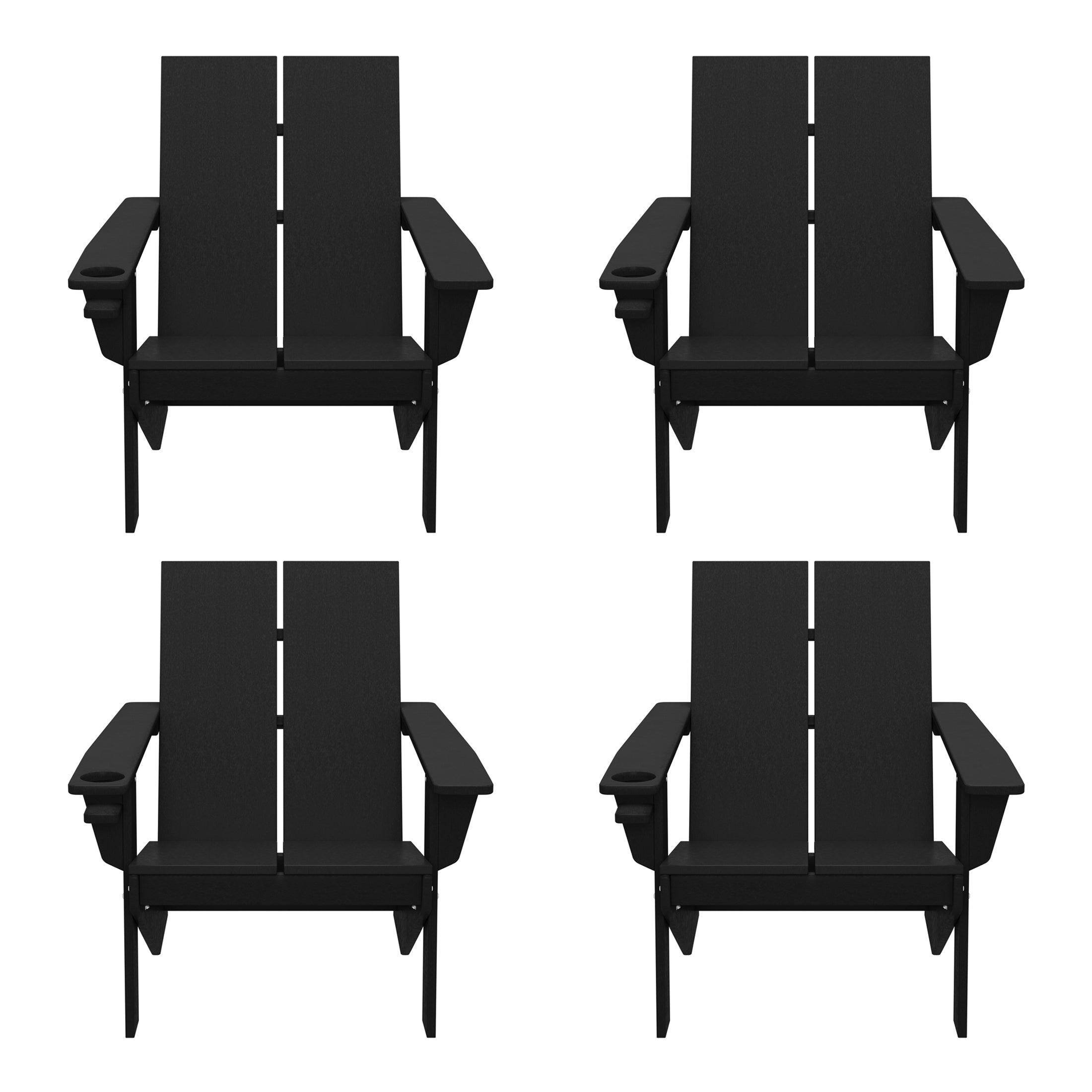 Riviera Outdoor HDPE Modern Adirondack Chair with Cup Holder