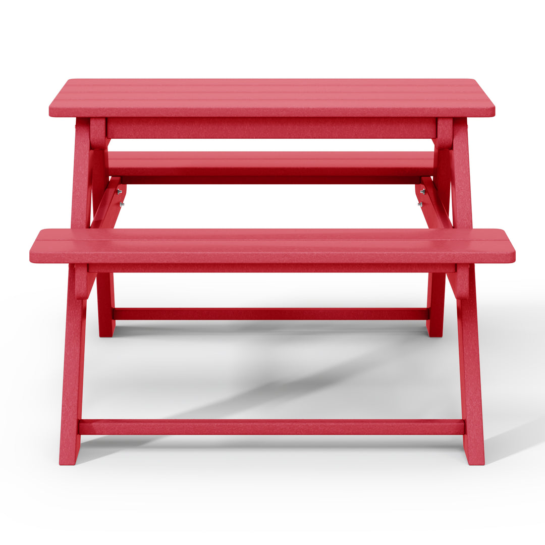Malibu Outdoor Patio Kids HDPE Plastic Picnic Bench Table