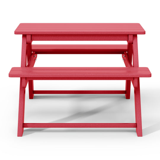 Malibu Outdoor Patio Kids HDPE Plastic Picnic Bench Table
