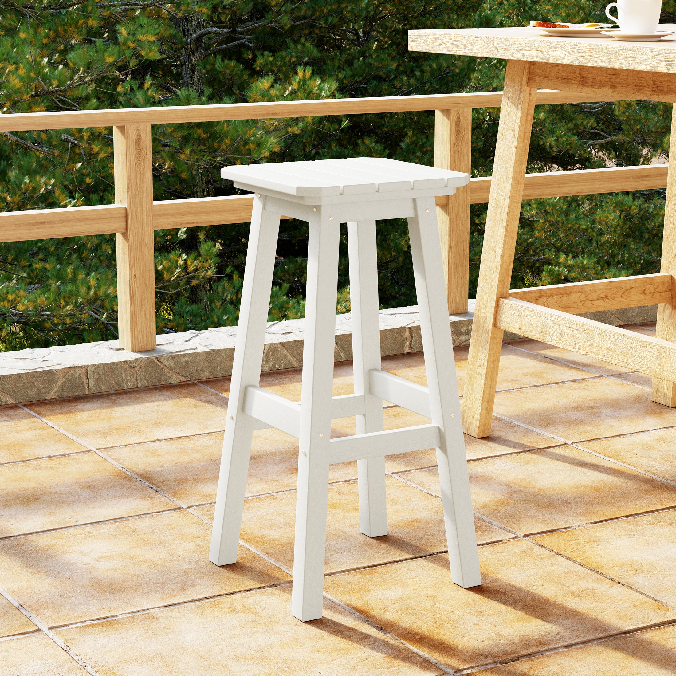 Malibu 29" HDPE Outdoor Patio Square Backless Bar Stool