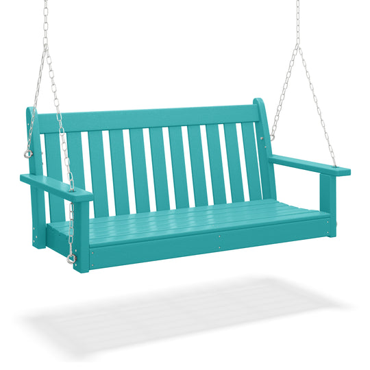 Malibu Outdoor Patio HDPE Hanging Front Porch Swing Bench