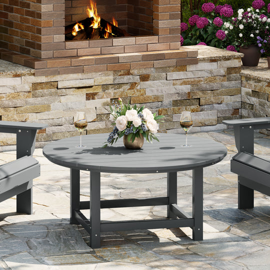 Malibu Low Outdoor HDPE Round Patio Coffee Table