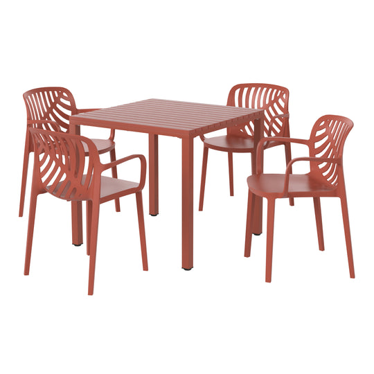 Playa 5-Piece Outdoor Square Dining Table Patio Set with Stackable Patio Dining Chairs