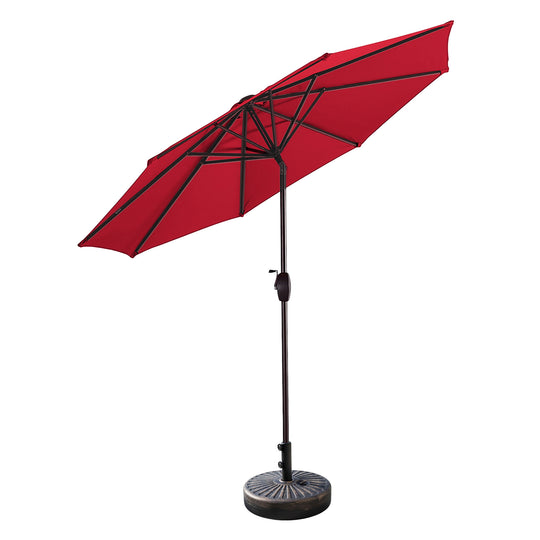 Paolo 9 ft. Patio Umbrella with Bronze Round Weight Base Kit