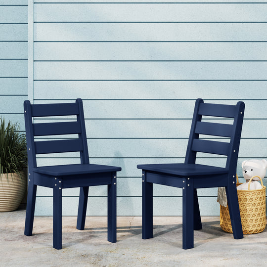 Treehouse Outdoor HDPE Kids Plastic Toddler Dining Chair (Set of Two)