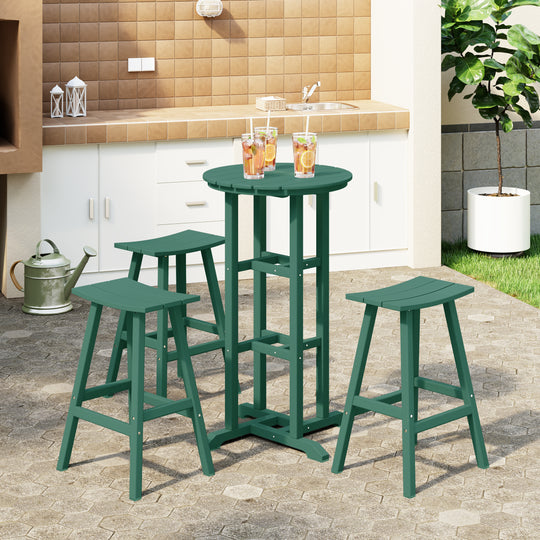 Malibu Outdoor Patio Bar Height Table and Bar Stool 3-Piece Set