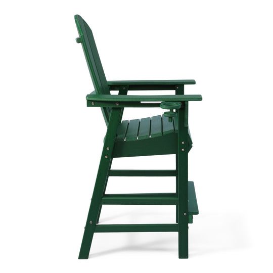 Malibu Outdoor HDPE Tall Adirondack Bar Height Chair With Cup Holder
