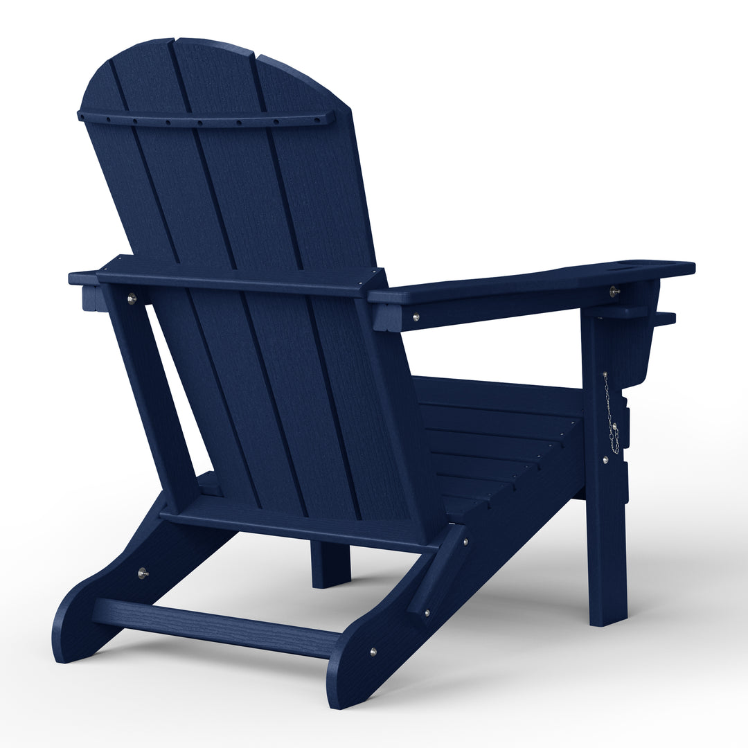 Nantucket Outdoor Patio HDPE Resin Adirondack Chair With Cup Holder and Phone Holder