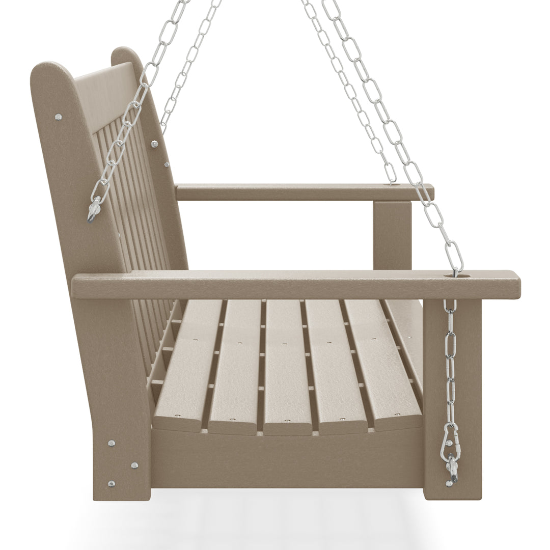 Malibu Outdoor Patio HDPE Hanging Front Porch Swing Bench