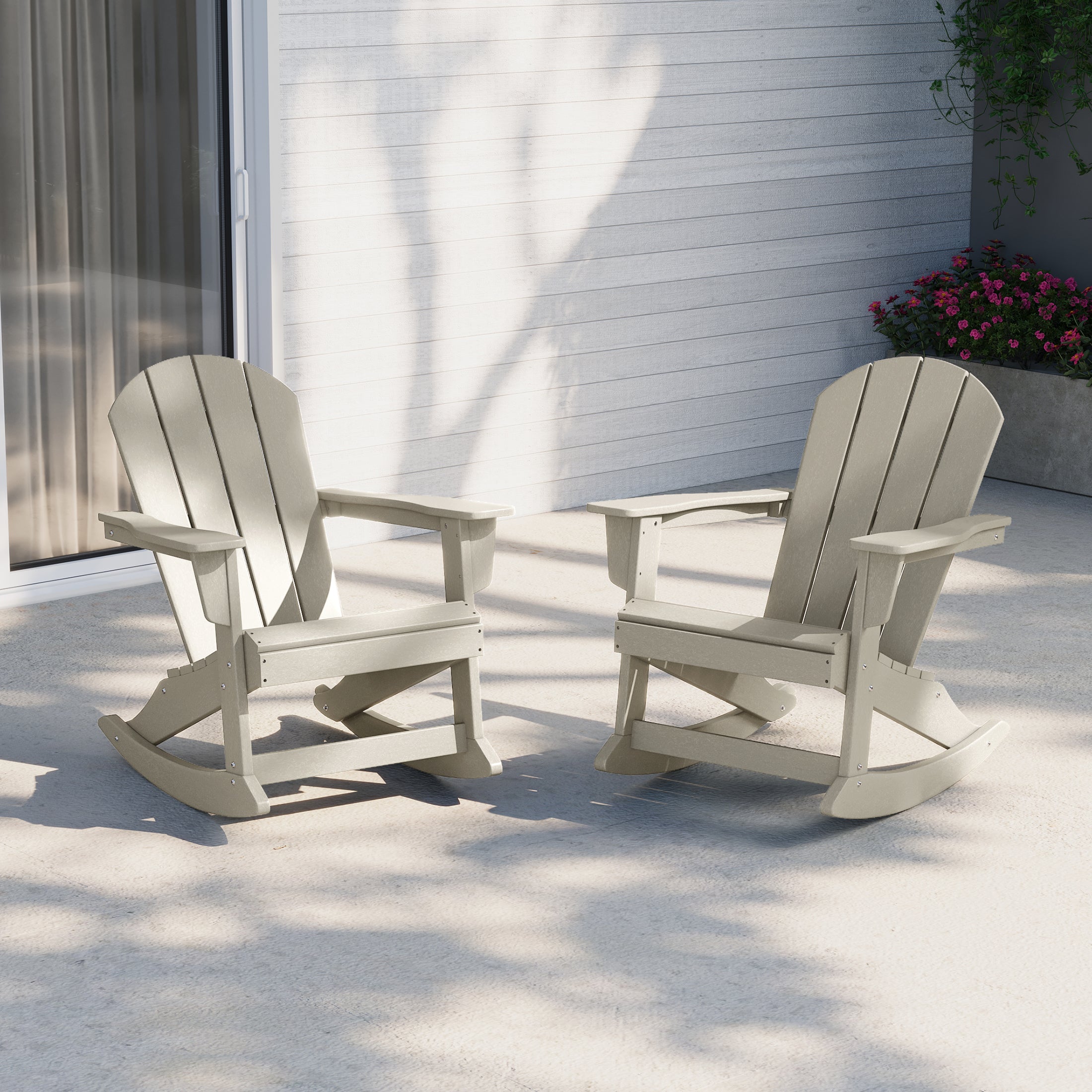 Malibu 2 piece set Outdoor / Patio Poly Adirondack rocking chairs ( Set of 2 )