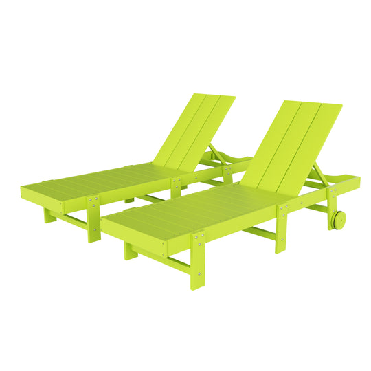 Ashore Modern Poly Reclining Chaise Lounge With Wheels