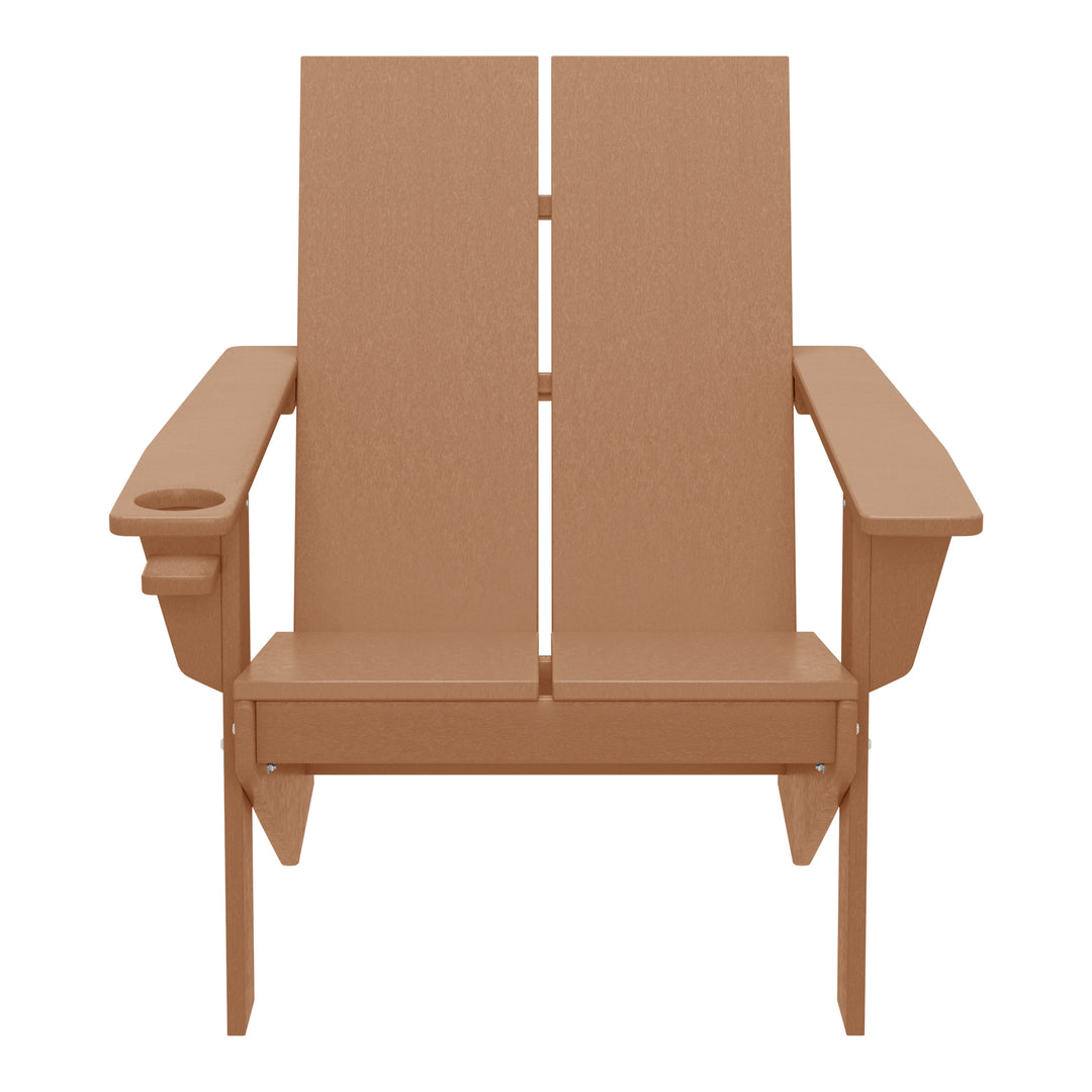 Riviera Outdoor HDPE Modern Adirondack Chair with Cup Holder (Set of 4)