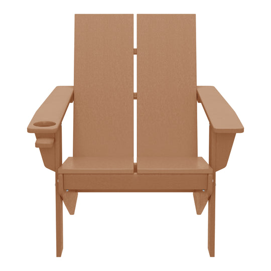 Riviera Outdoor HDPE Modern Adirondack Chair with Cup Holder (Set of 4)