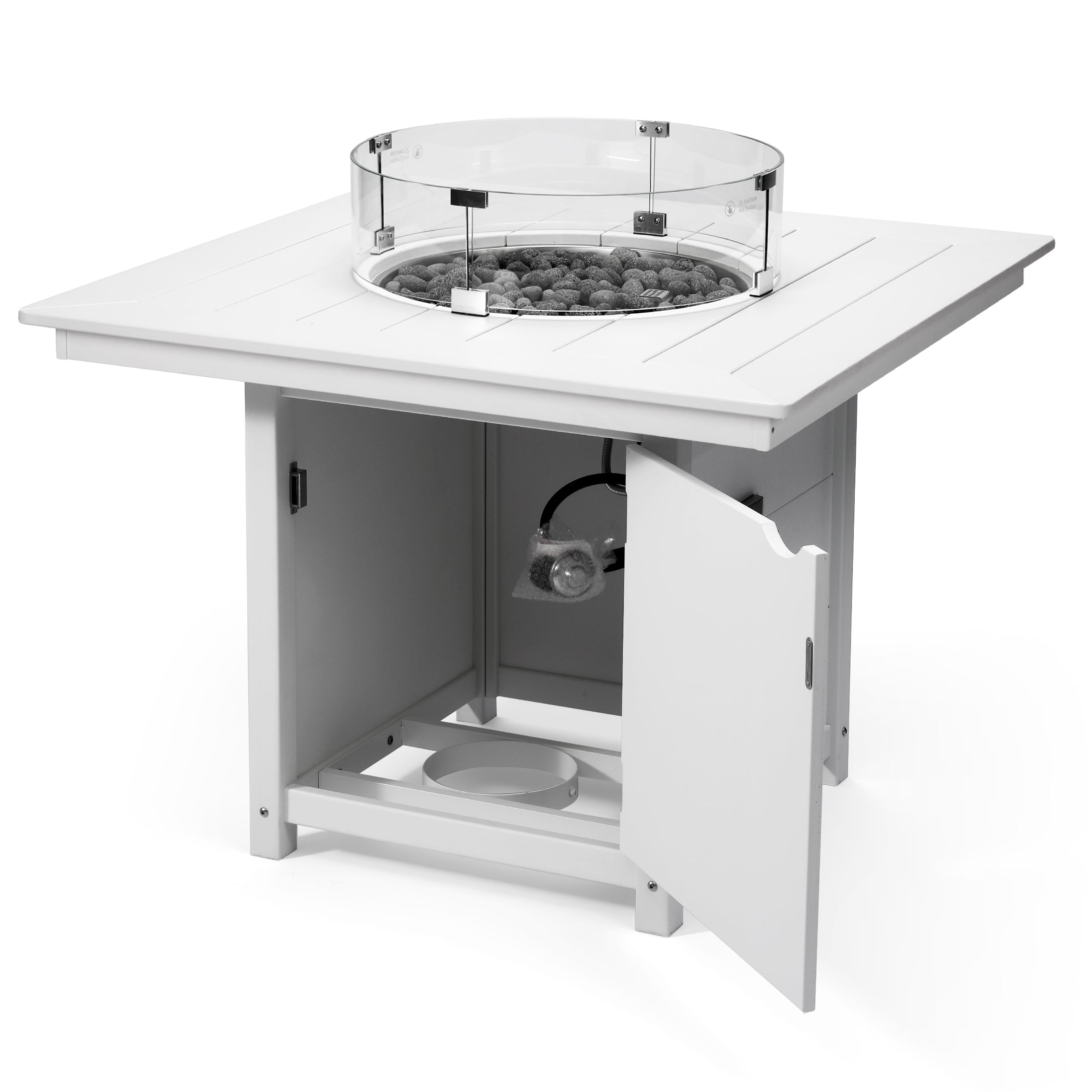 Helios Modern Outdoor Patio Propane 42" Square Fire Pit Table