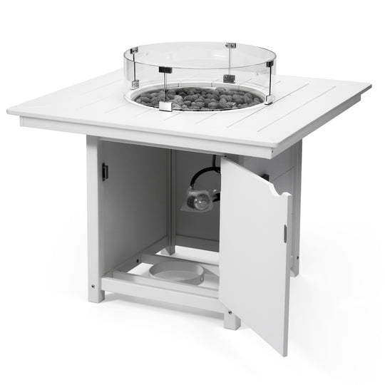 Helios Modern Outdoor Patio Propane 42" Square Fire Pit Table