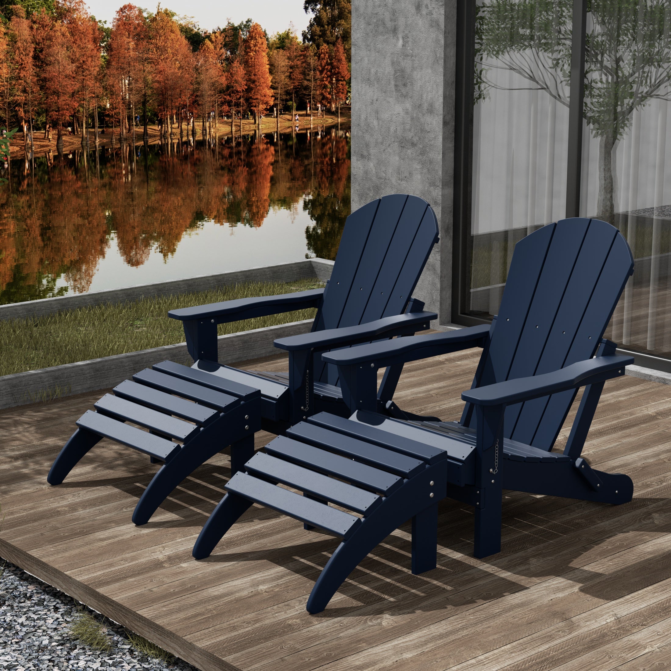 Malibu 4-Piece set classic Adirondack chairs with ottoman (2 seater)