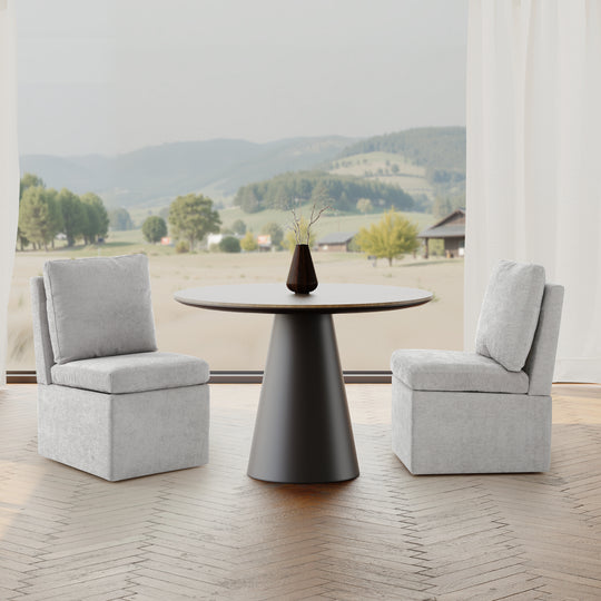 Soho Modern Upholstered Chenille Armless Dining Chairs With Casters (Set of 2)