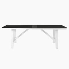 Cape May 90" HDPE Rectangle Outdoor Patio Dining Table With Umbrella Hole and Metal Frame