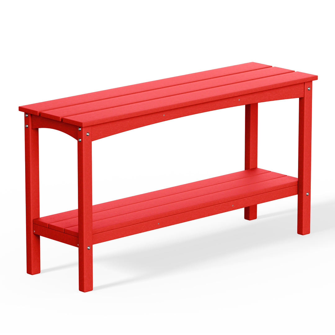 Malibu 55" Outdoor Patio HDPE Adirondack 2-Tier Shelf Console Table