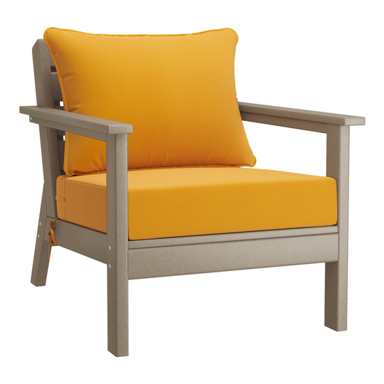Avalon Outdoor Modern HDPE Patio Club Chairs with Deep Seat Cushions (Set of 2)
