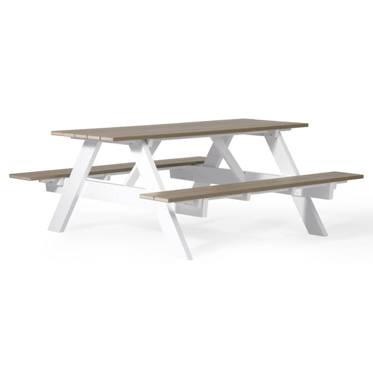 Greenville Outdoor 70" HDPE Plastic Picnic Table Bench With Umbrella Hole