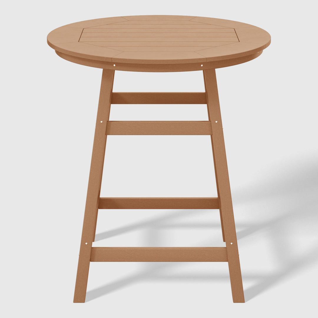 Malibu 5-Piece HDPE Outdoor Patio Dining Bar Bistro Table Set with Counter High Round Bar Stools