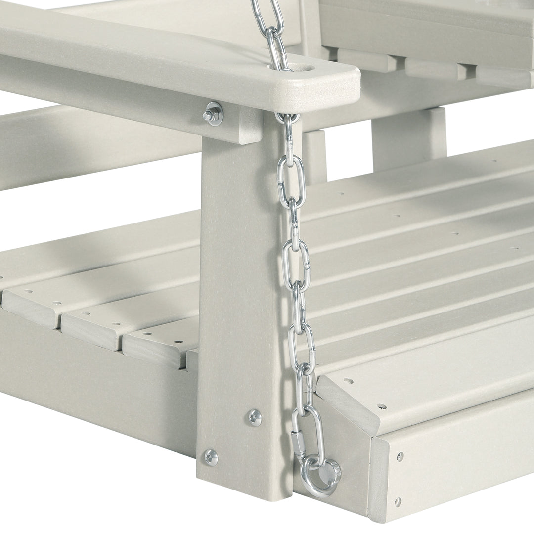 St Charles Outdoor HDPE 54" Front Hanging Porch Swing Bench With Cupholders