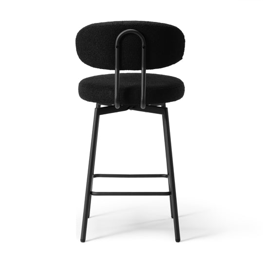 Alexandria Modern Upholstered Sherpa Fabric Counter Height Bar Stools with Back (Set of 2)