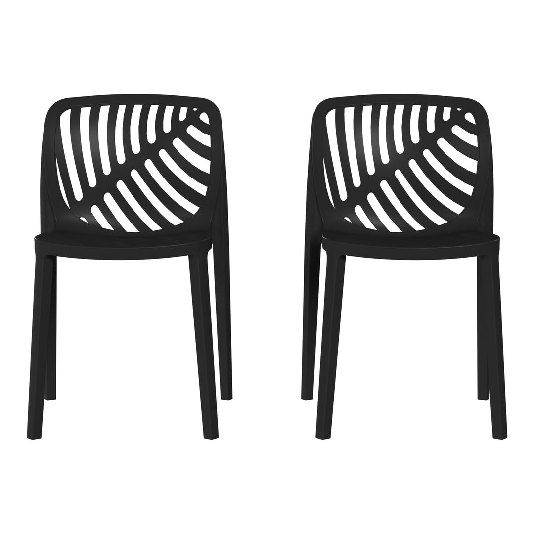 Playa Outdoor Modern Stackable Polypropylene Plastic Patio Bistro Dining Side Chairs (Set of 2)