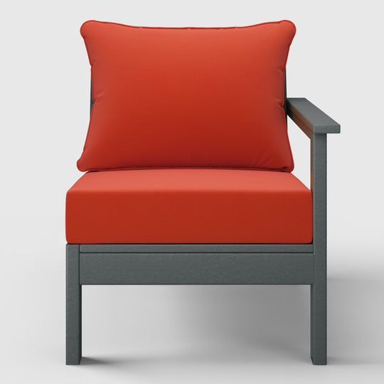 Avalon Outdoor Patio HDPE Right Arm Sectional Corner Club Chair with Patio Cushions