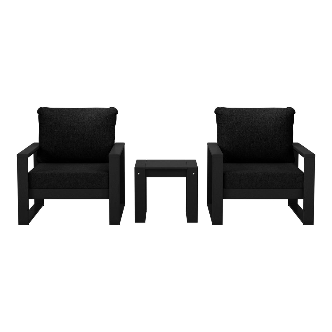 Montara Outdoor Modern 3-Piece HDPE Patio Sofa Set with Side Table