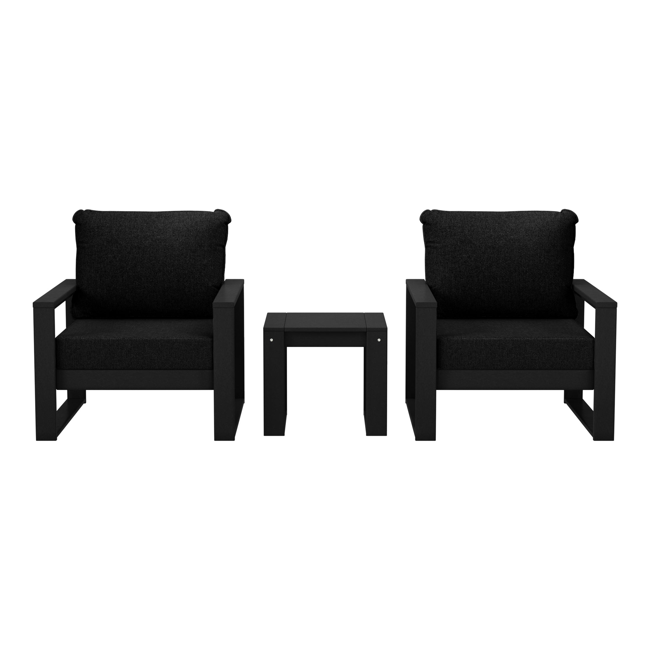 Montara Outdoor Modern 3-Piece HDPE Patio Sofa Set with Side Table