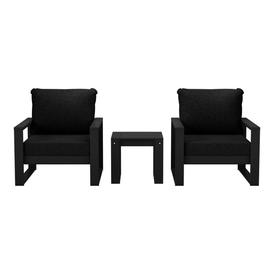 Montara Outdoor Modern 3-Piece HDPE Patio Sofa Set with Side Table