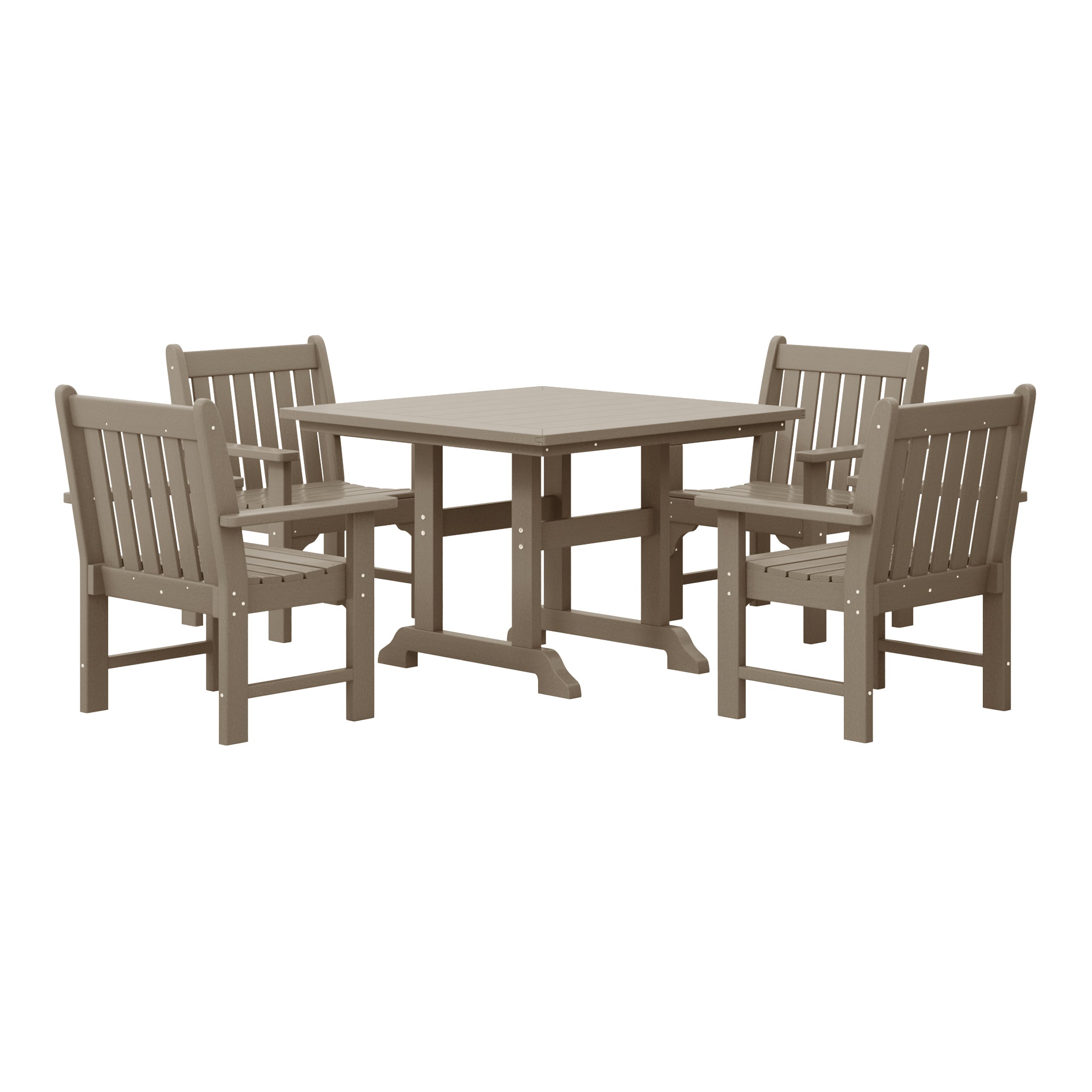 Malibu 5-Piece HDPE Outdoor Patio Chair and Square Table Dining Set