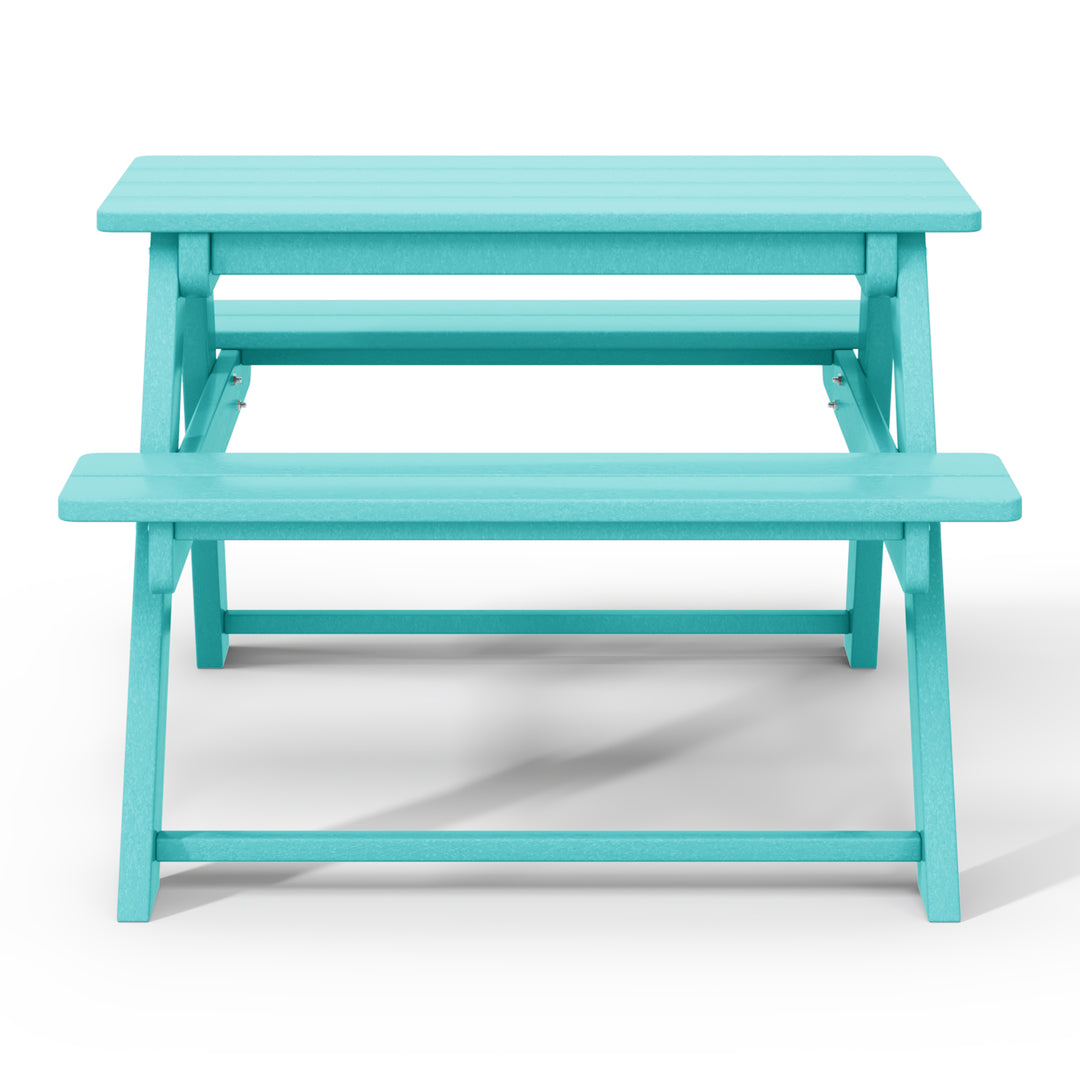 Malibu Outdoor Patio Kids HDPE Plastic Picnic Bench Table