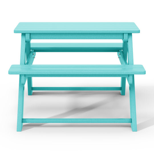 Malibu Outdoor Patio Kids HDPE Plastic Picnic Bench Table