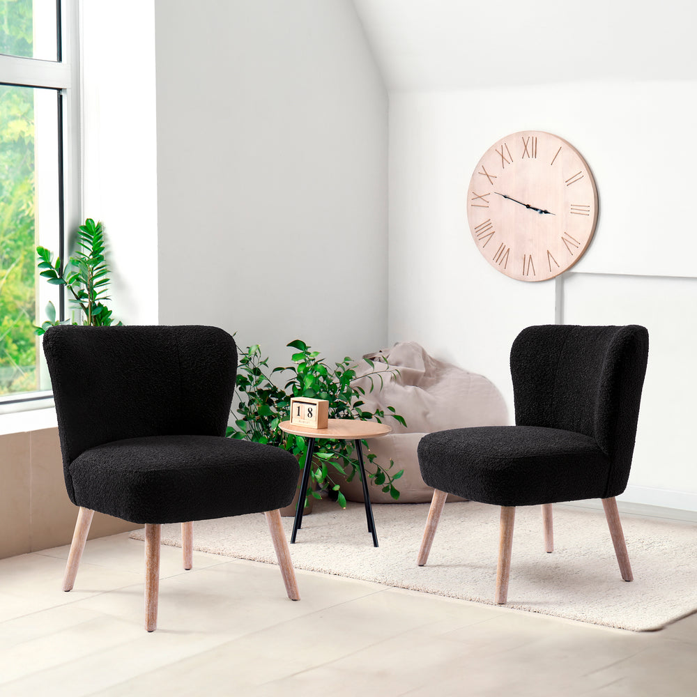 Genevieve 25" Wide Upholstered Boucle Accent Chairs Set of Two