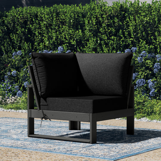 Outdoor HDPE Sectional Corner Sofa Seat with Water-Proof Cushions
