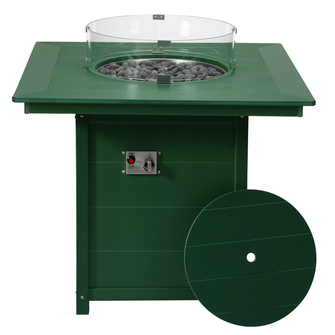 Helios 42" Modern Outdoor Patio Gas Propane Square Fire Pit Table