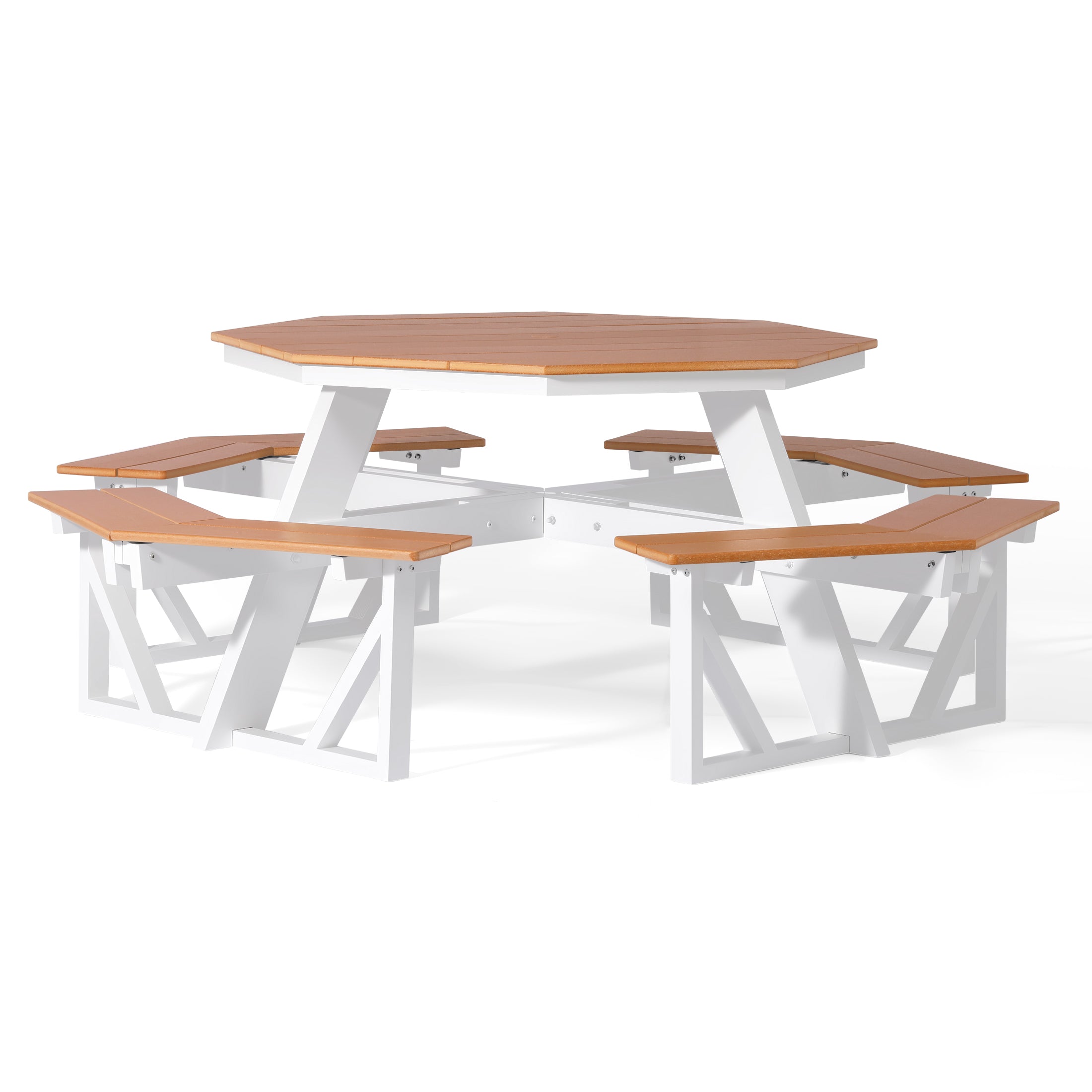 Greenville Outdoor 48" HDPE 8-Person Patio Octagon Picnic Table