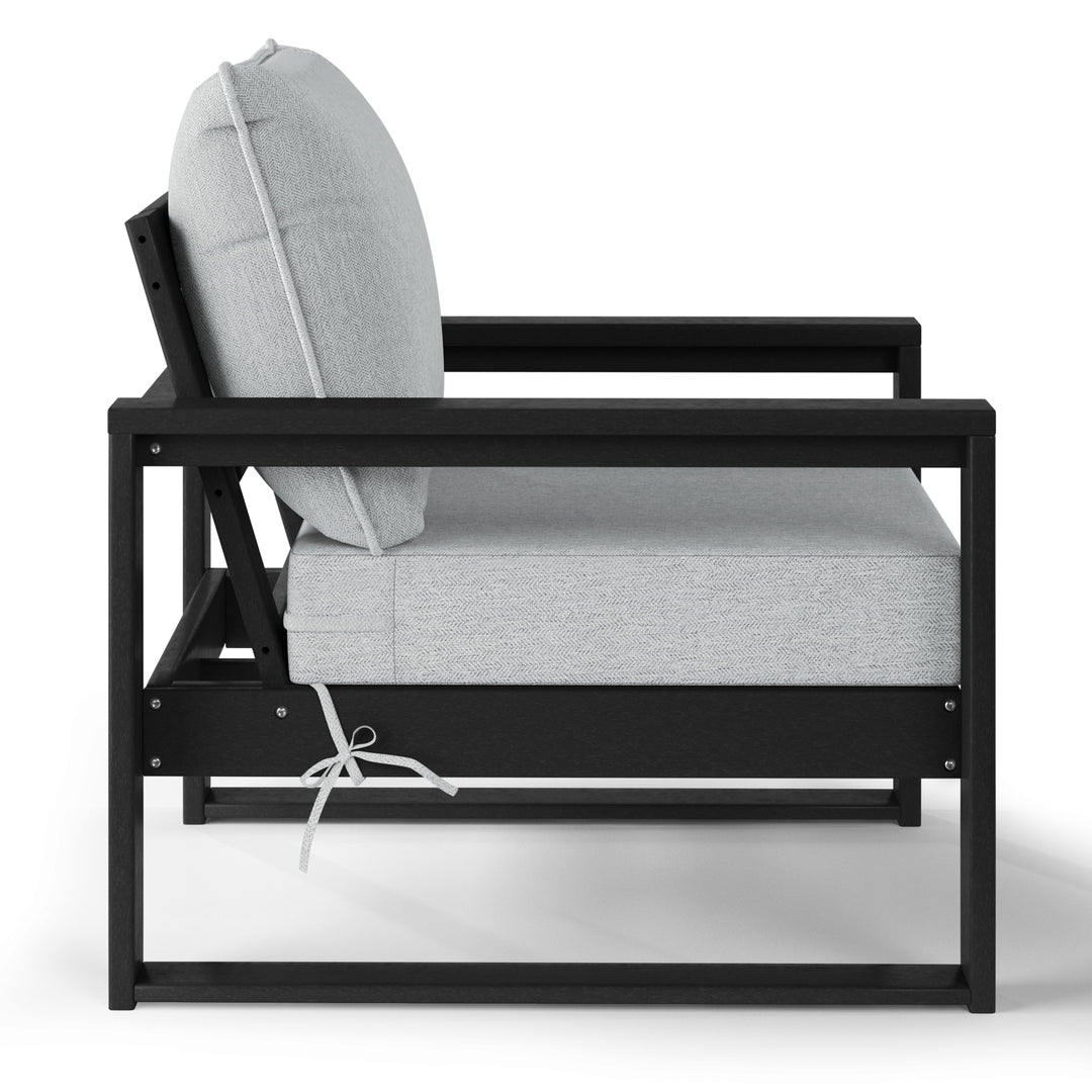 Outdoor Modern HDPE Patio Club Chair with Waterproof Deep Seat Cushions