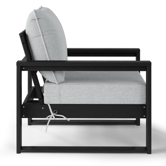 Outdoor Modern HDPE Patio Club Chair with Waterproof Deep Seat Cushions