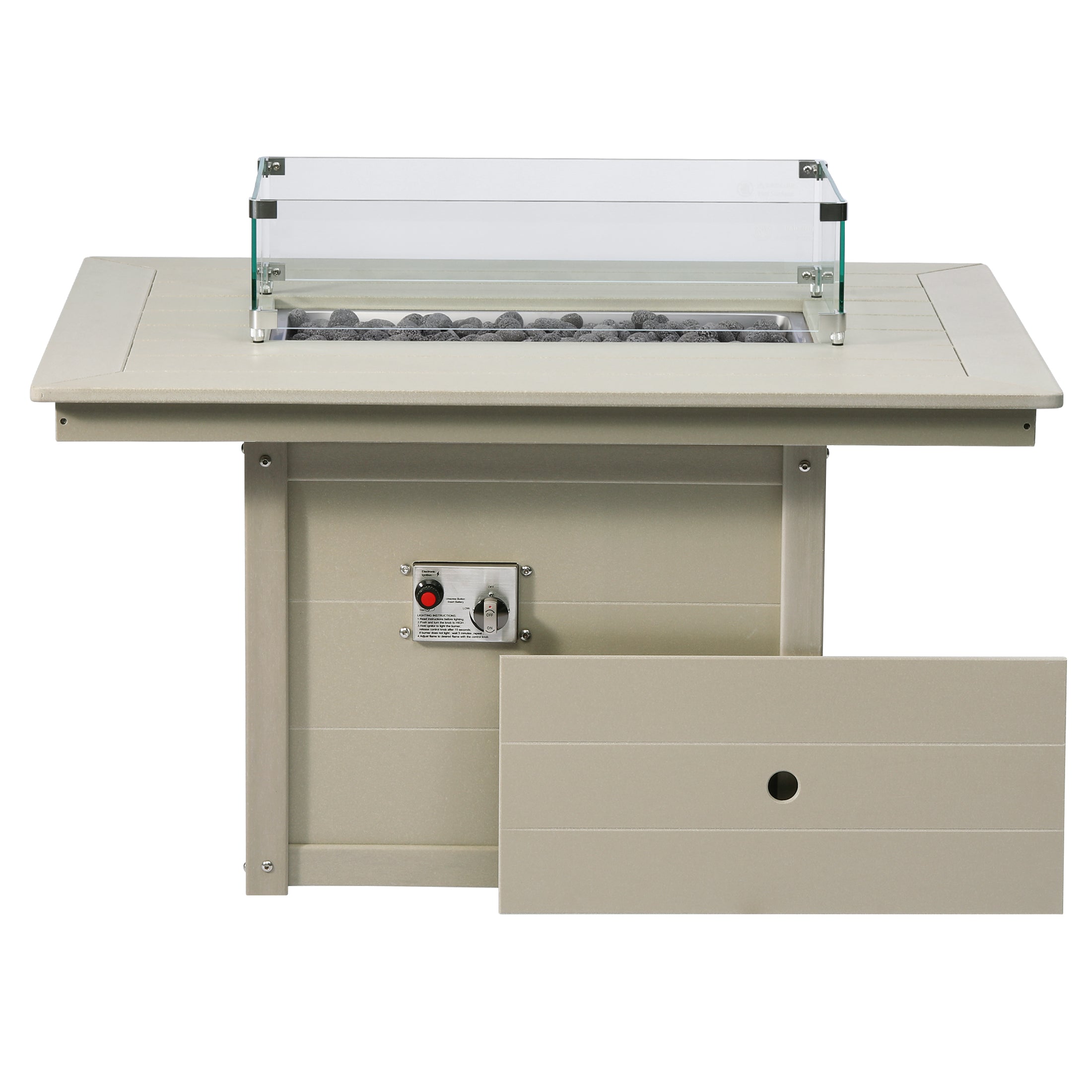 Helios 46" Modern Outdoor 55,000 BTU Patio Gas Propane Rectangle Deck Fire Pit Table