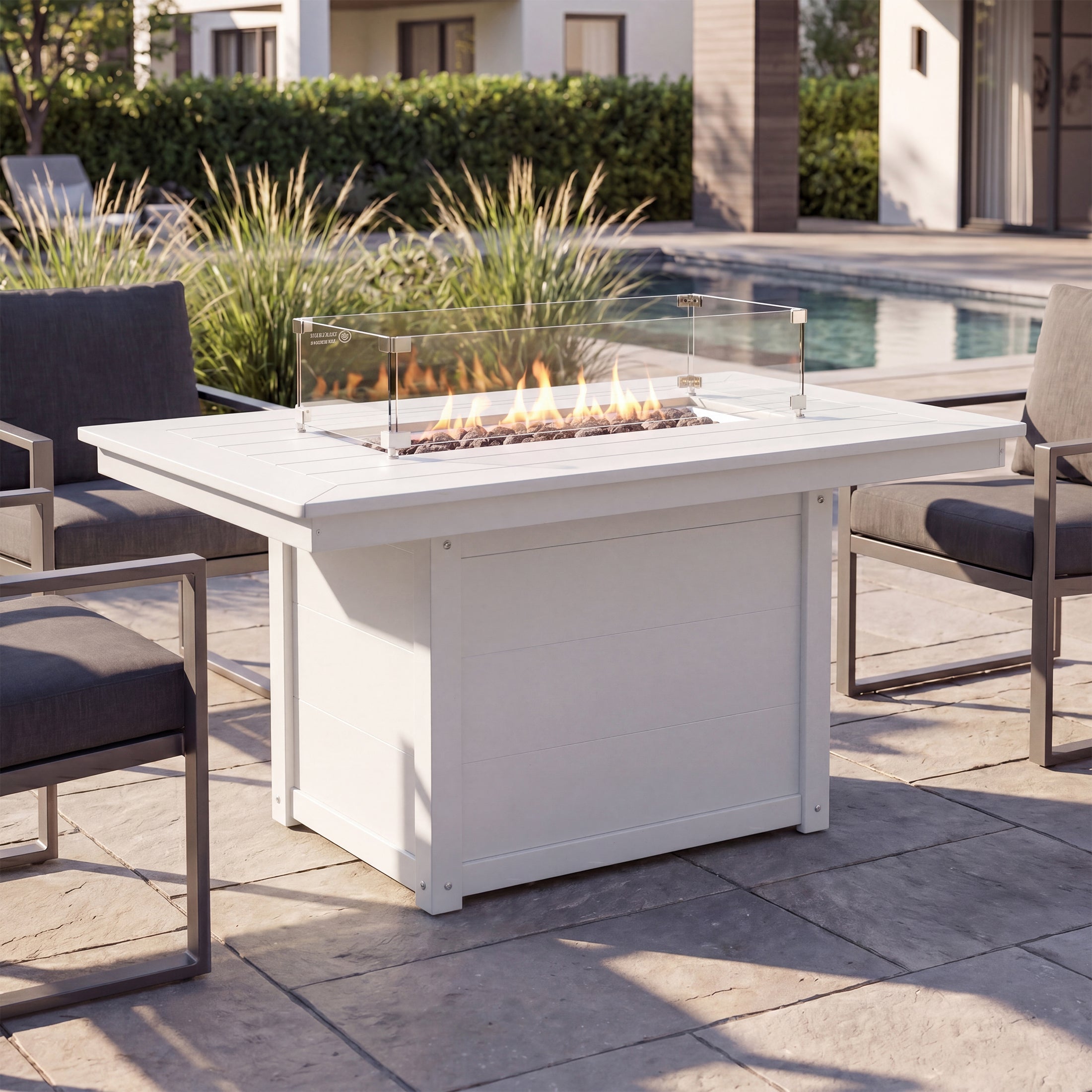 Helios 46" Modern Outdoor 55,000 BTU Patio Gas Propane Rectangle Deck Fire Pit Table
