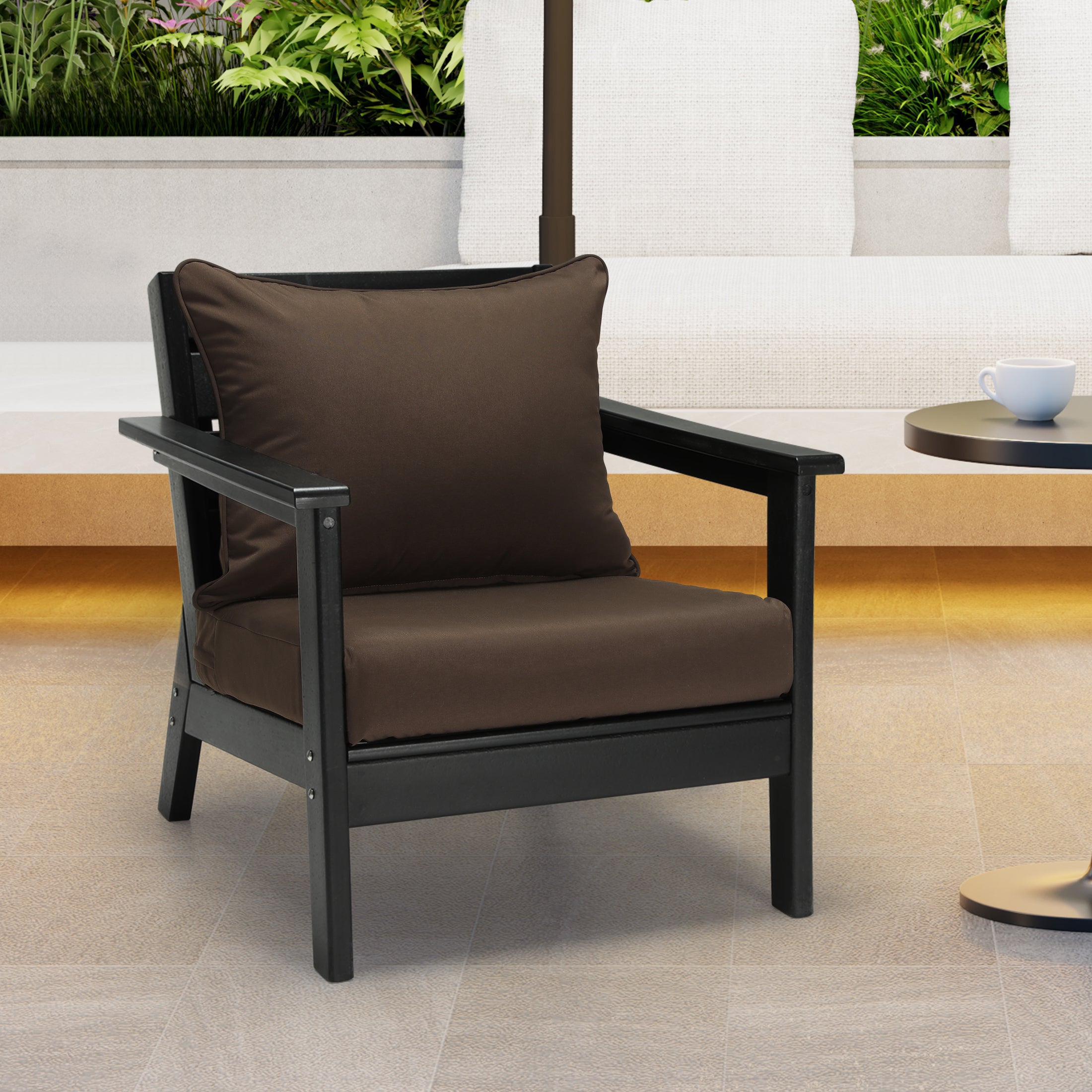 Solace Water Repellent Outdoor 2-Piece Deep Set Patio Seat Back Chair Cushions, 25" x 25"