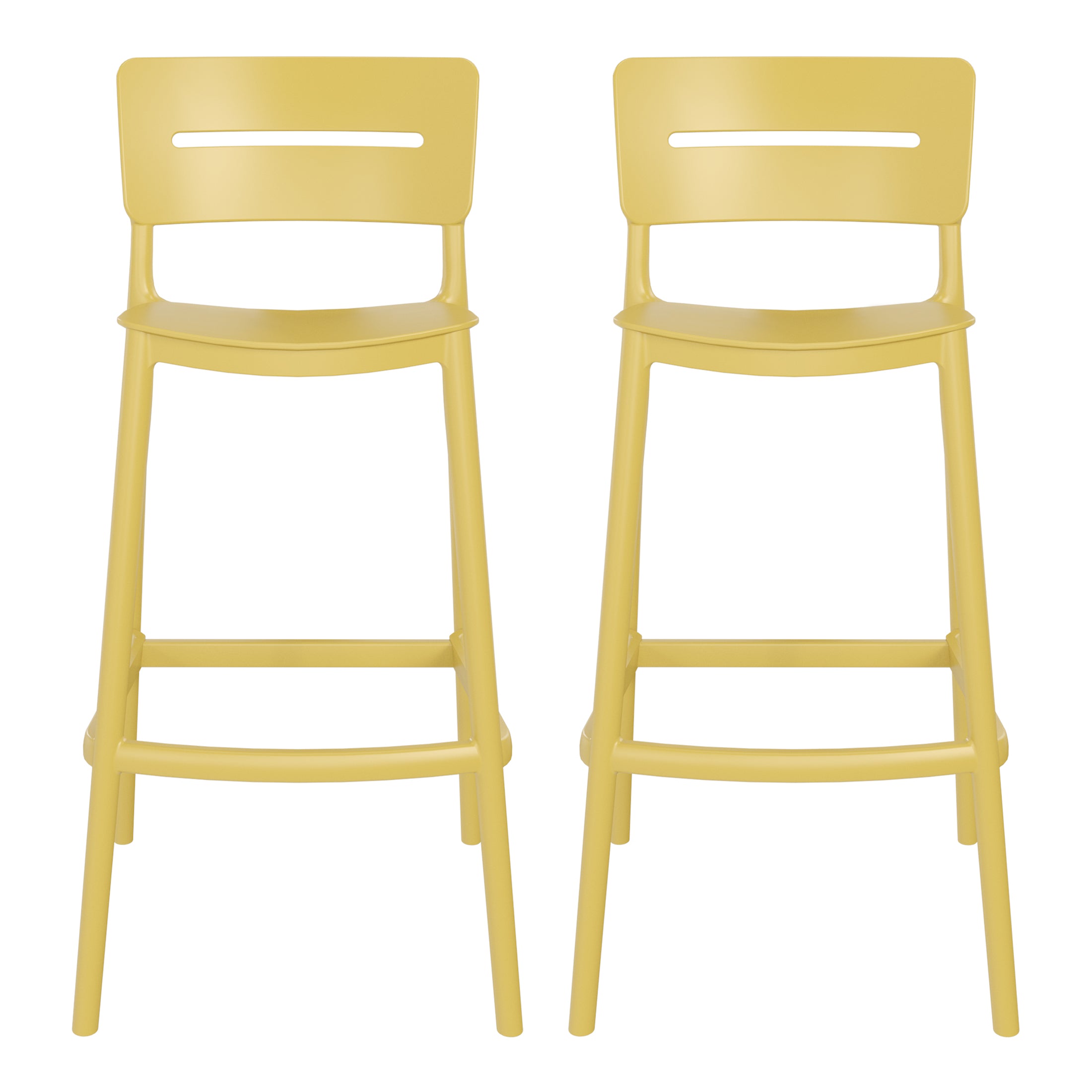 Playa Stackable Polypropylene Resin Plastic Outdoor Patio Bar Stools (Set of 2)